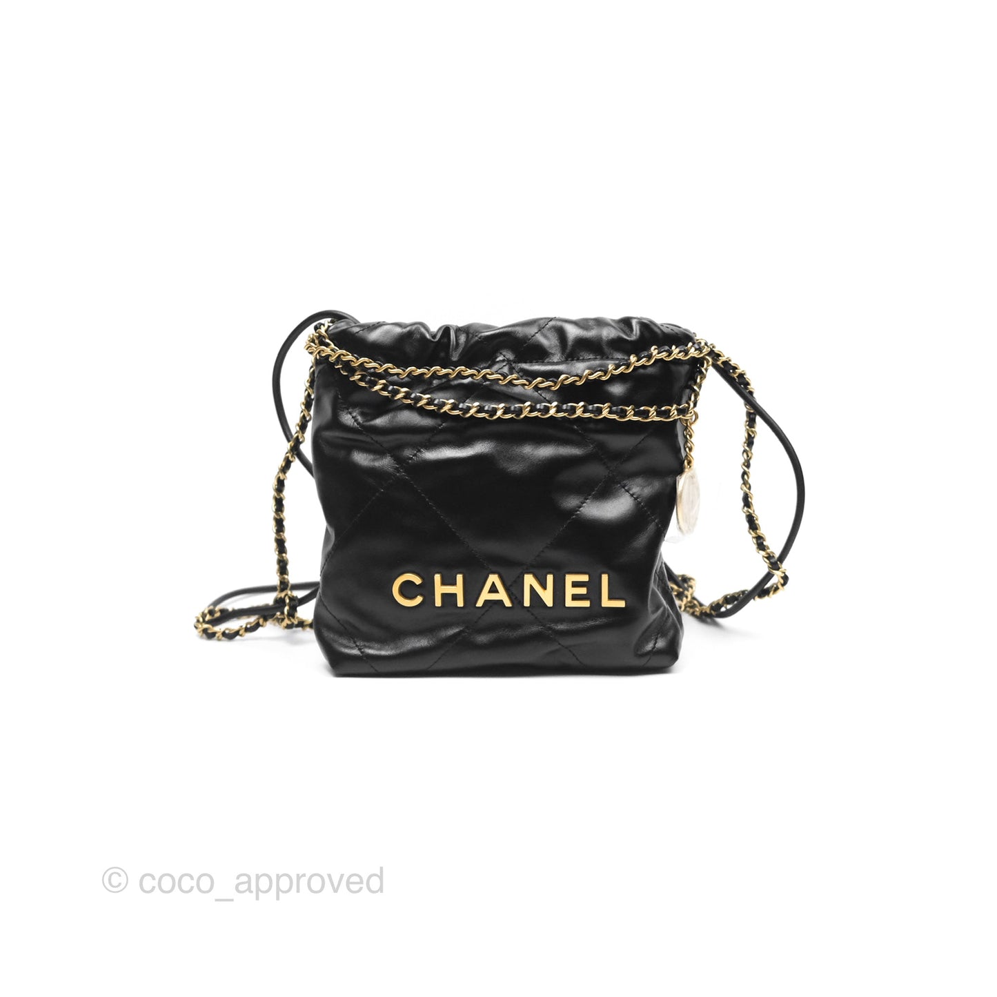 Chanel 22 Mini Bag Black Crumpled Calfskin