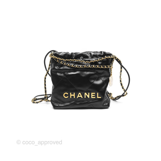 Chanel 22 Mini Bag Black Crumpled Calfskin