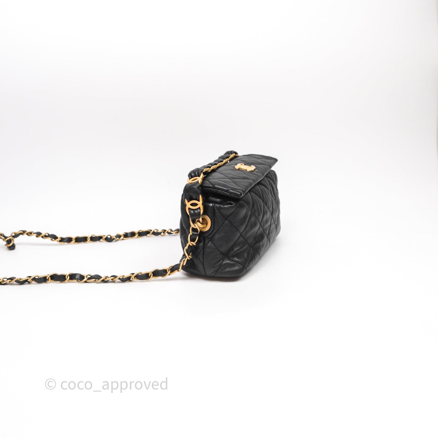 Chanel Small Hobo Bag Crumpled Black Lambskin Aged Gold Hardware