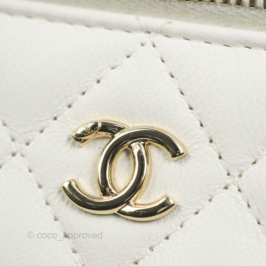 Chanel Ball Crush Vanity with Chain White Lambskin Gold Hardware