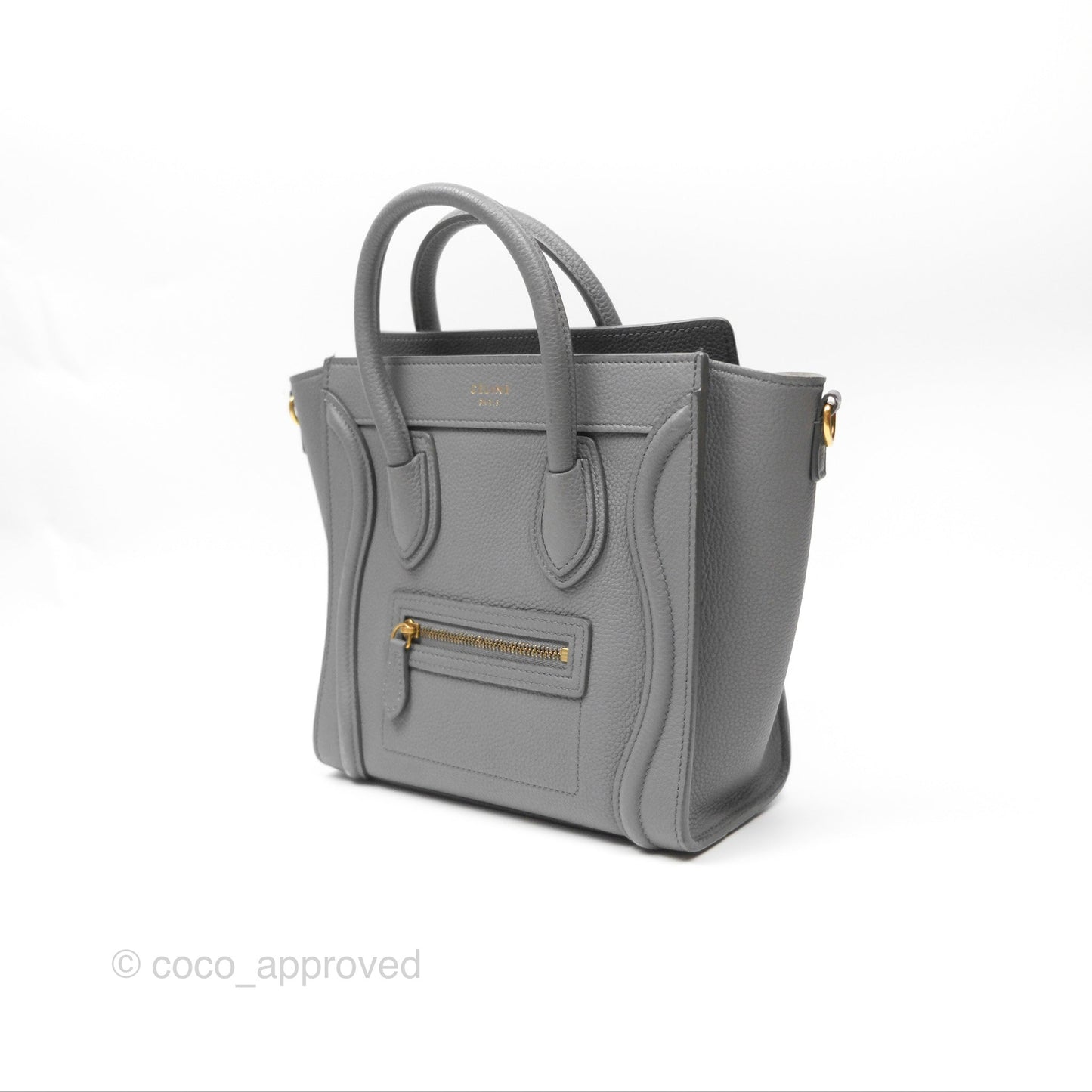 Celine Nano Luggage Bag Grey Drummed Calfskin