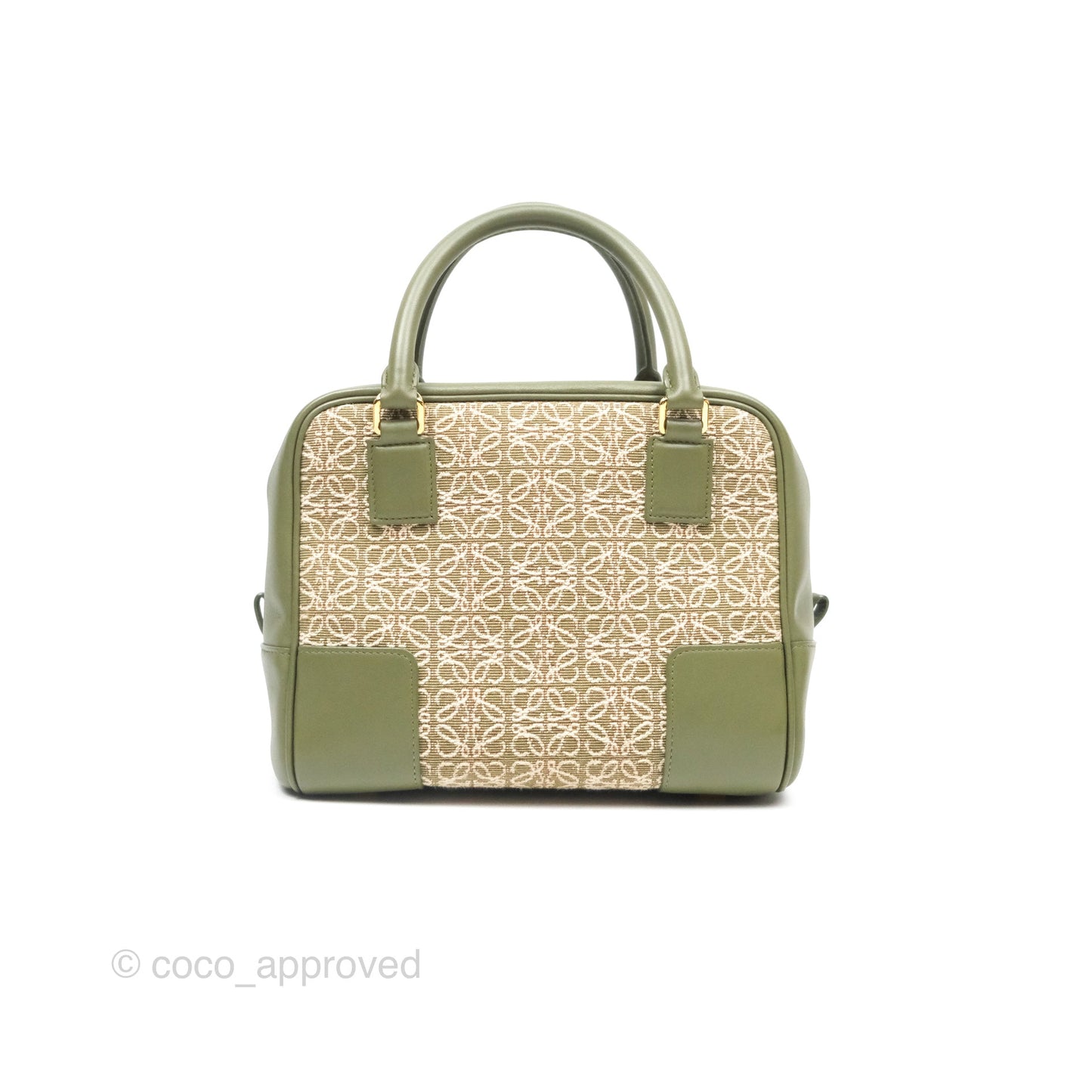 Loewe Amazona 19 Square Green/ Avocado Green in Anagram Jacquard and Calfskin