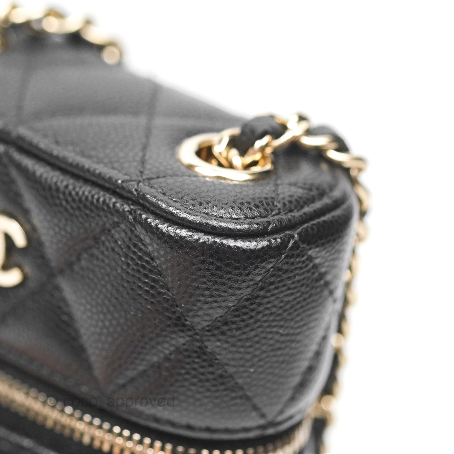 Chanel Vanity Phone Holder With Chain Black Caviar Gold Hardware