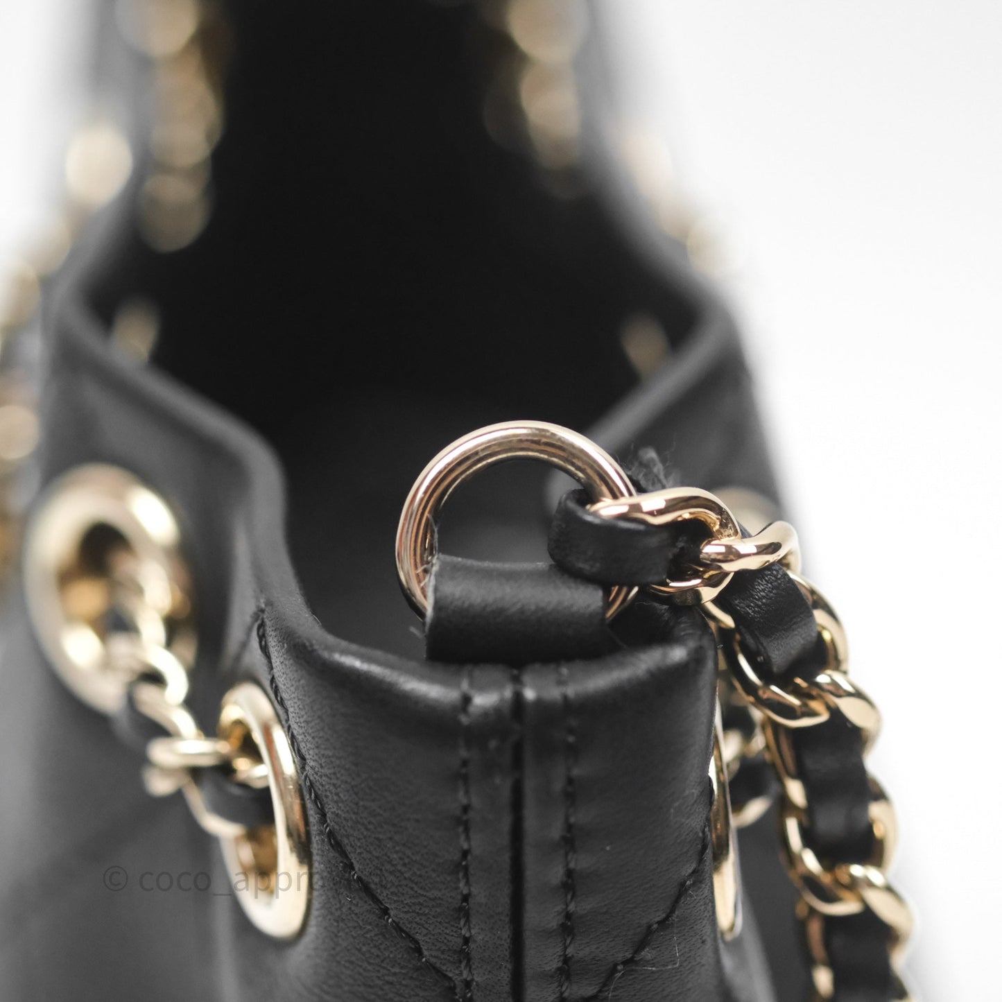 Chanel Quilted Drawstring Bucket Bag Black Calfskin Gold Hardware
