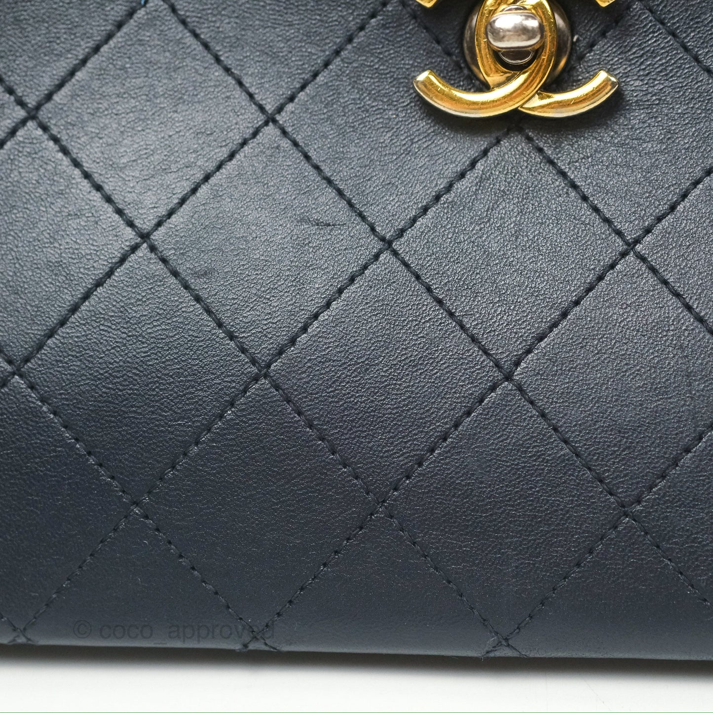 Chanel Medium Around The Corner Shopping Tote Navy Lambskin