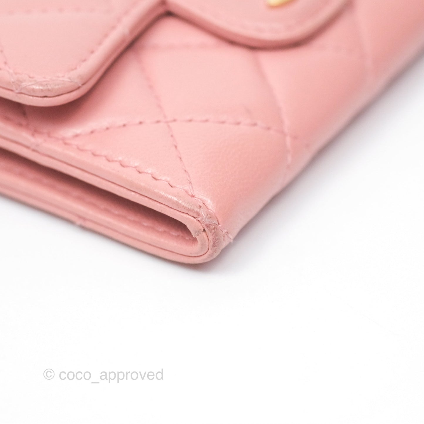 Chanel Classic Flap Card Holder Quilted Pink Lambskin Gold Hardware