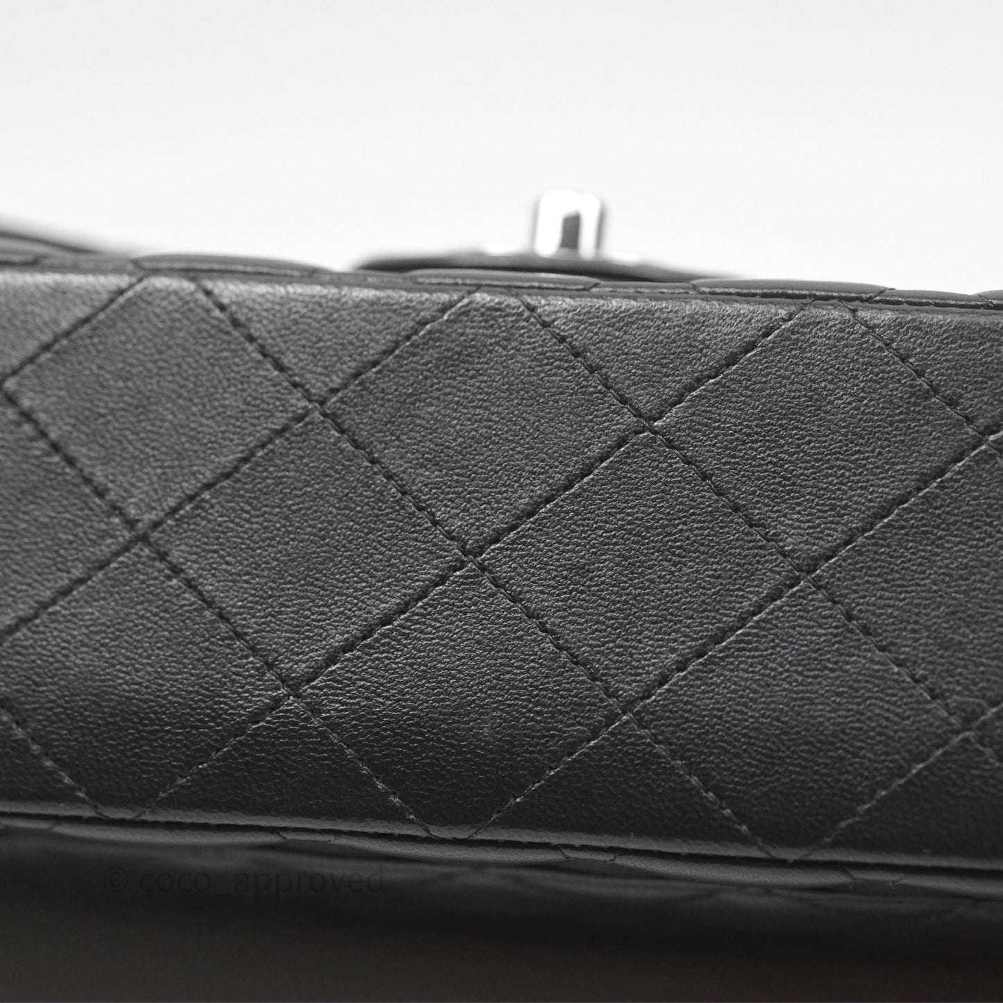 Chanel Classic M/L Medium Flap Quilted Black Lambskin Silver Hardware