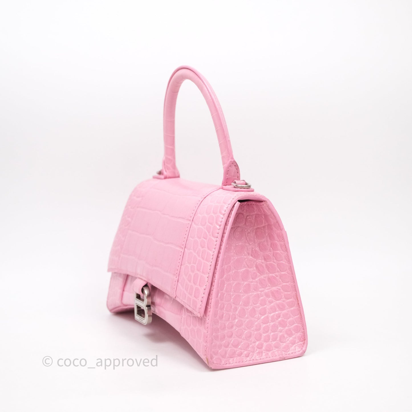 Balenciaga Small Hourglass Embossed Bag Pink