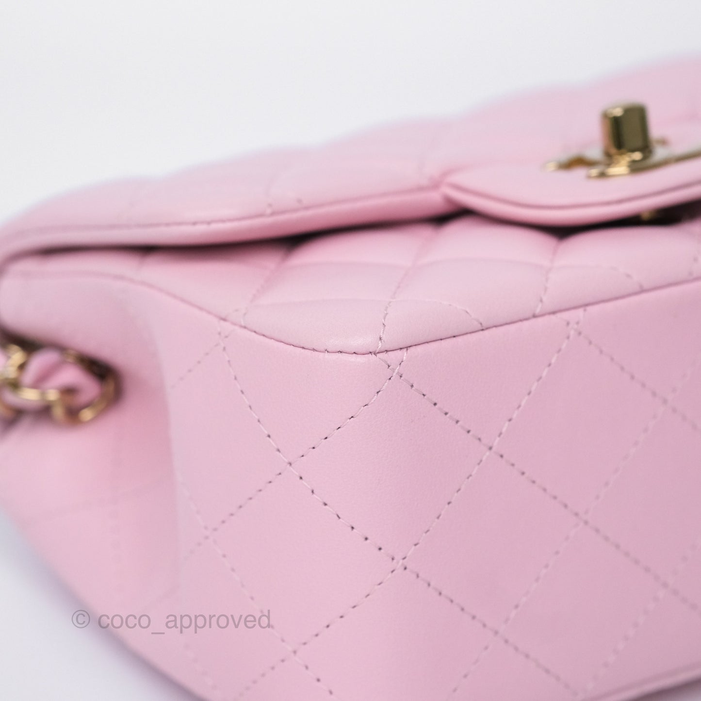 Chanel Mini Square Flap Quilted Pink Lambskin Gold Hardware