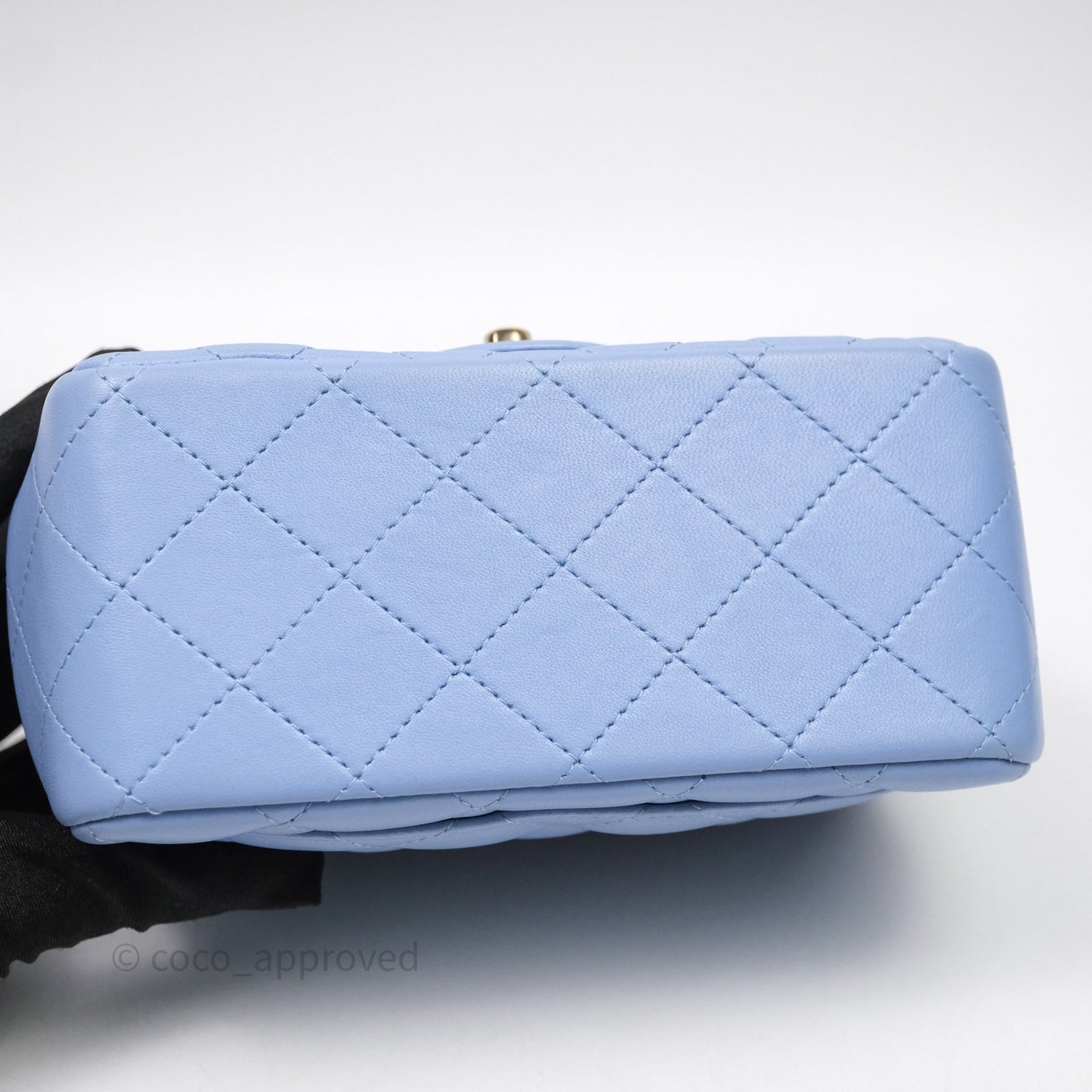 Chanel Mini Square Quilted Sky Blue Lambskin Gold Hardware