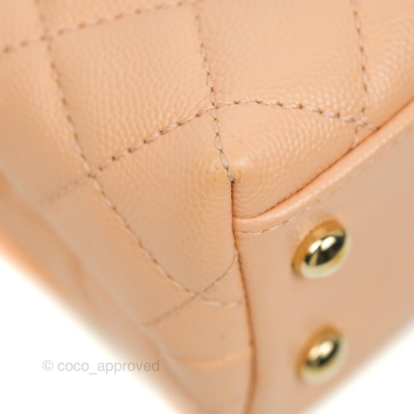 Chanel Mini Coco Handle Quilted Beige Pink Caviar Gold Hardware