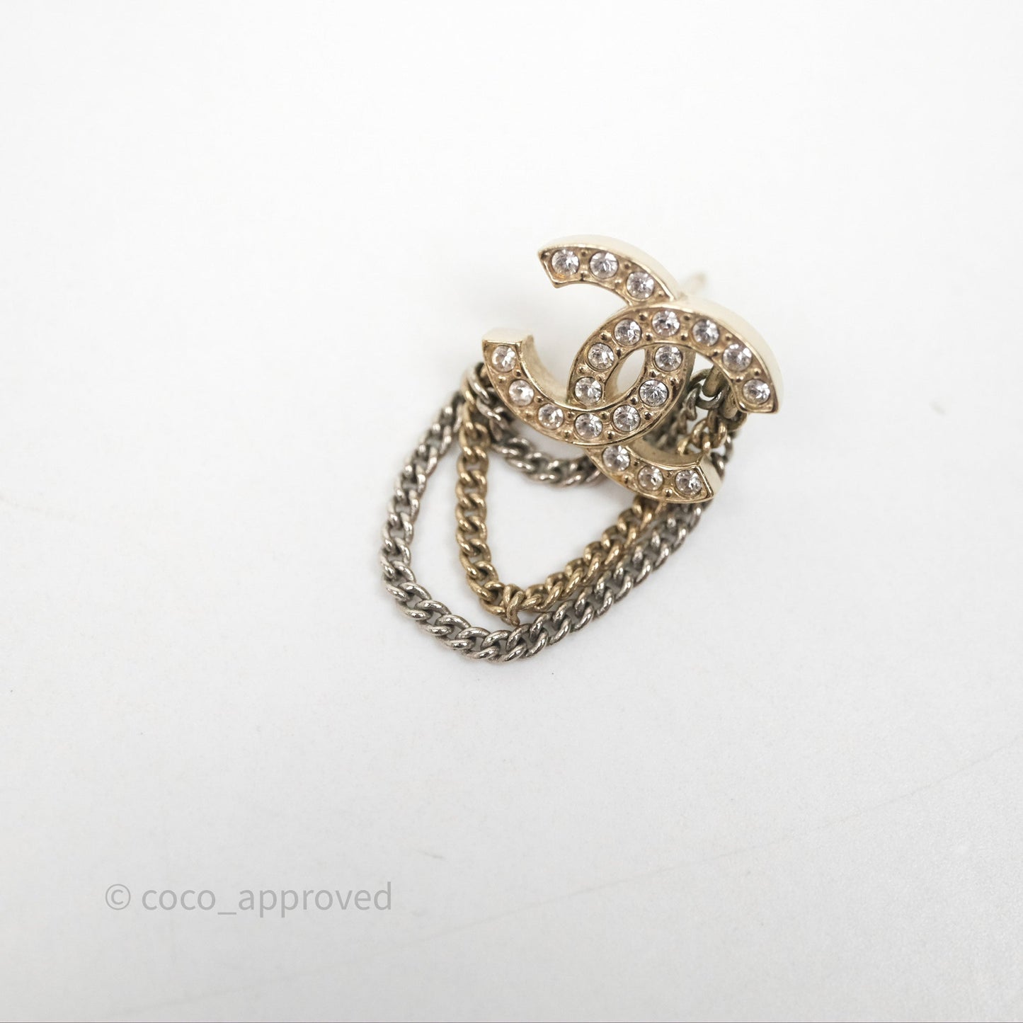 Chanel Crystal CC Chain Pendant Earrings 21B