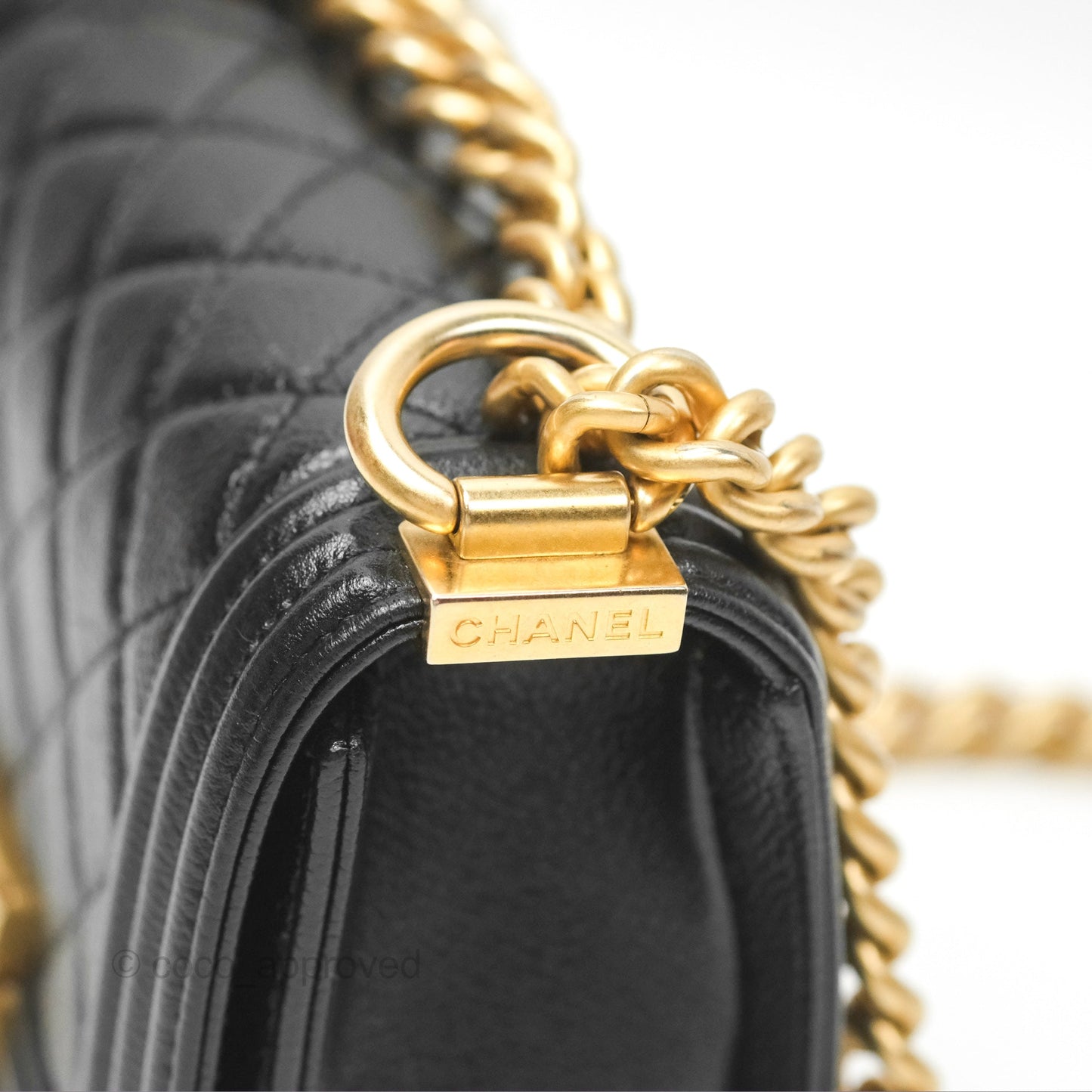 Chanel Mini Boy Black Caviar Aged Gold Hardware