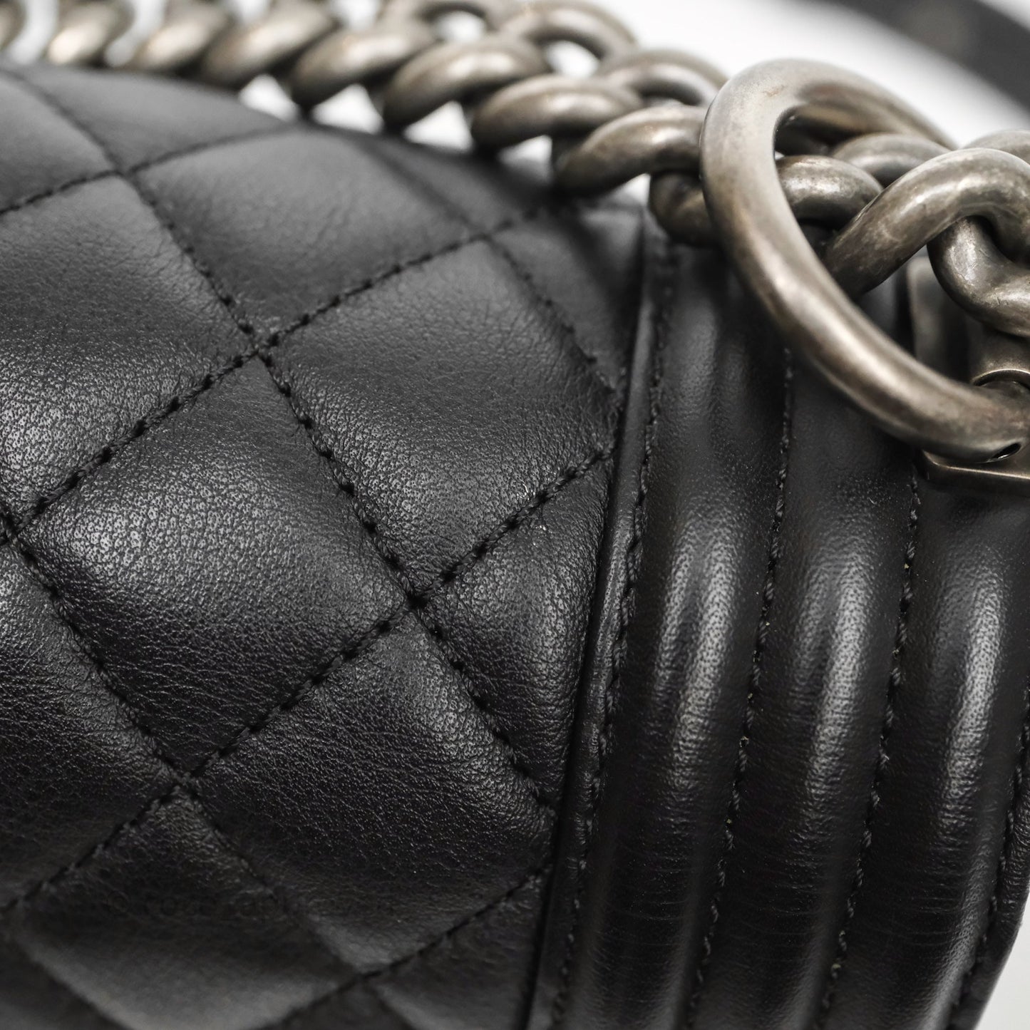 Chanel Quilted Medium Boy Black Calfskin Ruthenium Hardware