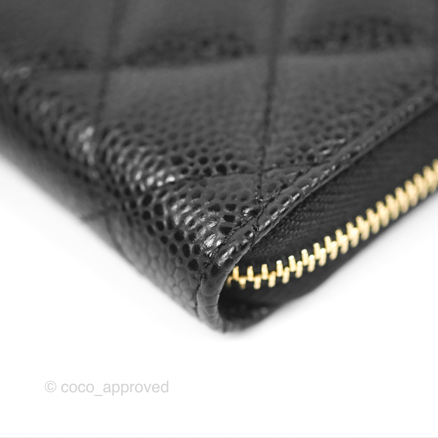 Chanel Classic Zipped Coin Purse Black Caviar Gold Hardware