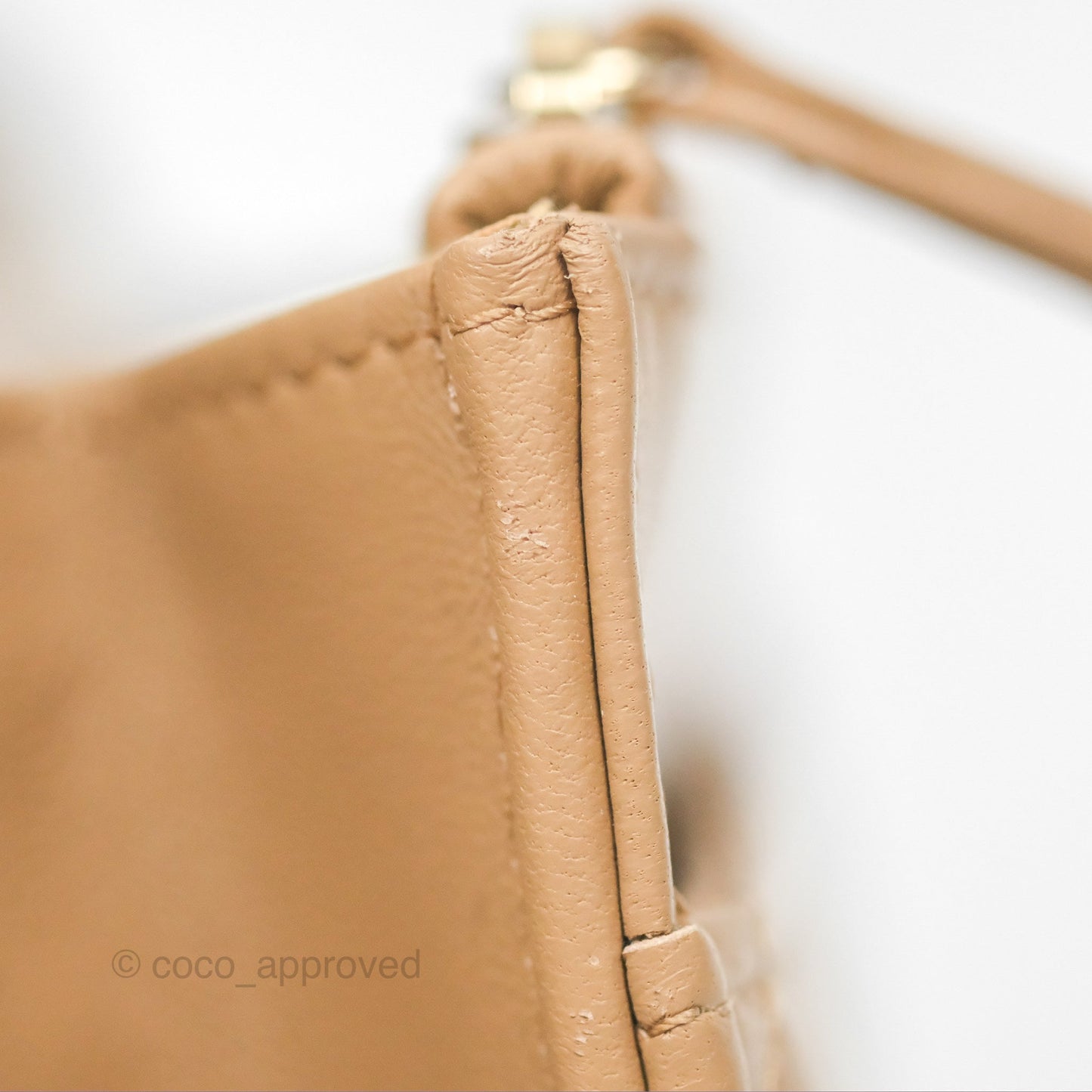 Chanel Quilted Pearl Crush Wallet on Chain WOC Beige Lambskin Aged Gold Hardware
