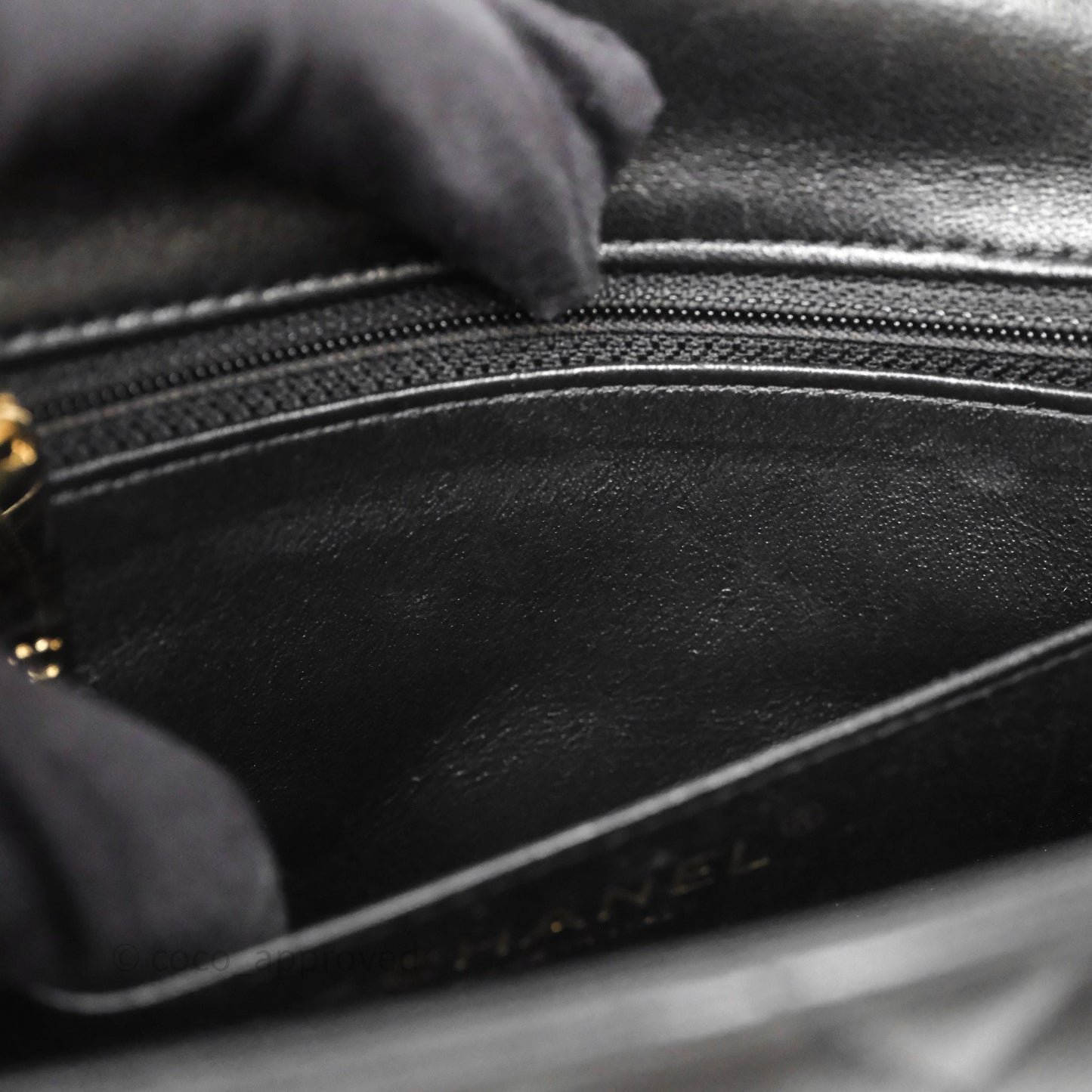Chanel Mini Square Quilted Black Lambskin Gold Hardware
