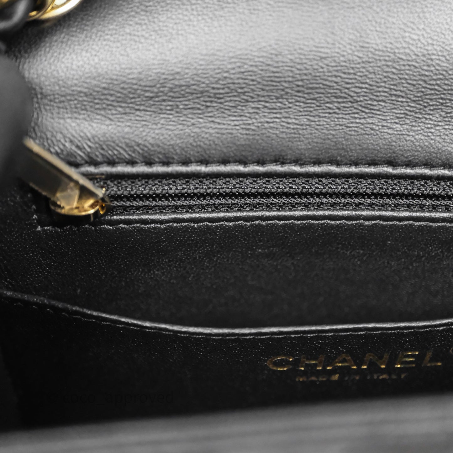 Chanel Mini Square Quilted Black Lambskin Gold Hardware
