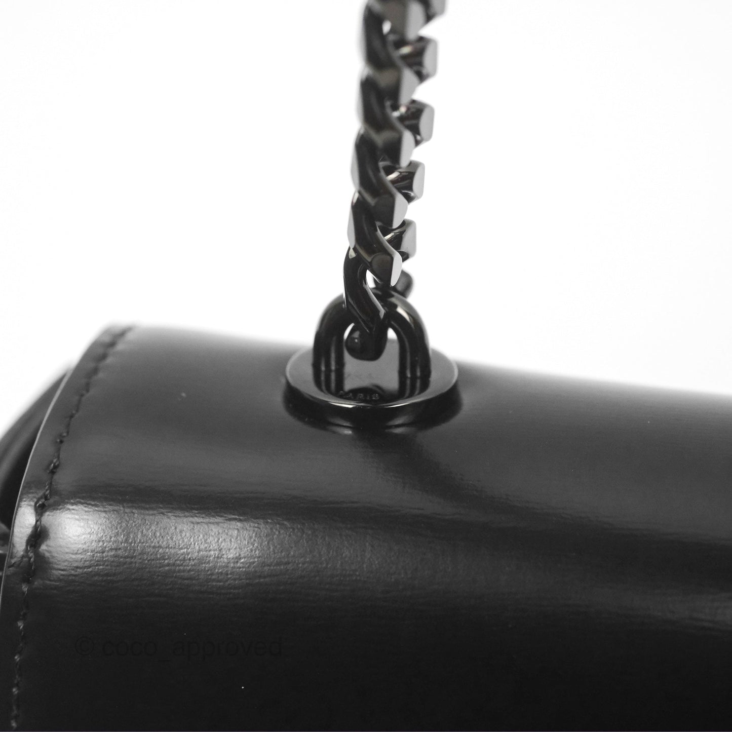 Celine Triomphe Chain Shoulder Bag So Black Shiny Calfskin