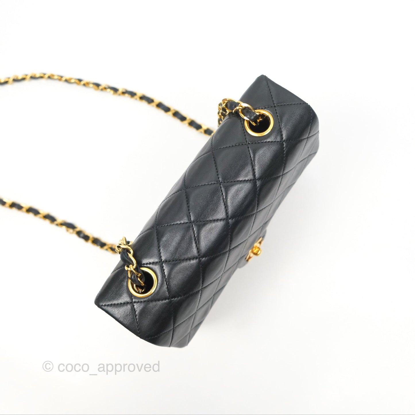 Chanel Vintage Square Flap Bag Black Lambskin 24K Gold Hardware