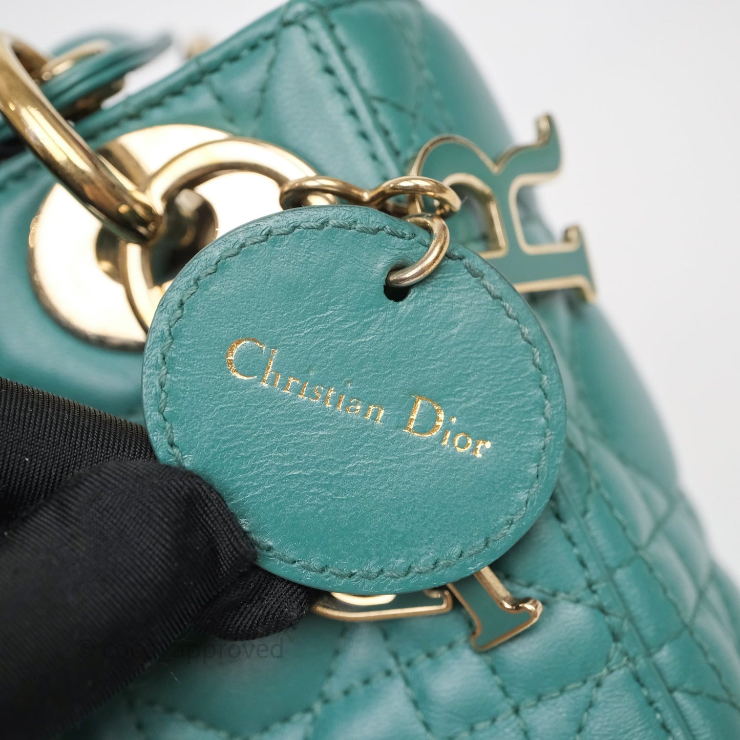 Christian Dior Mini Lady Dior Cannage Green Lambskin Gold Hardware