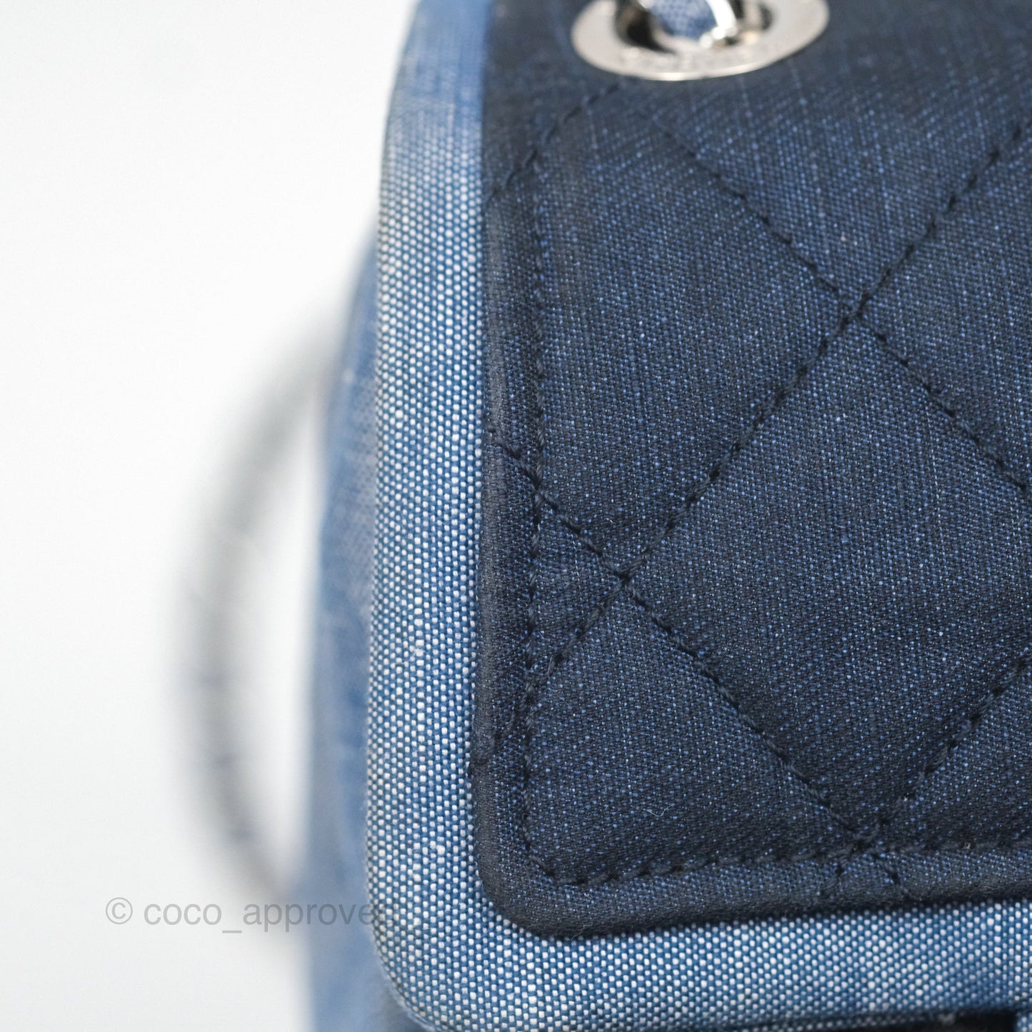 Chanel Quilted Mini Medallion Graphic Denim Blue Silver Hardware