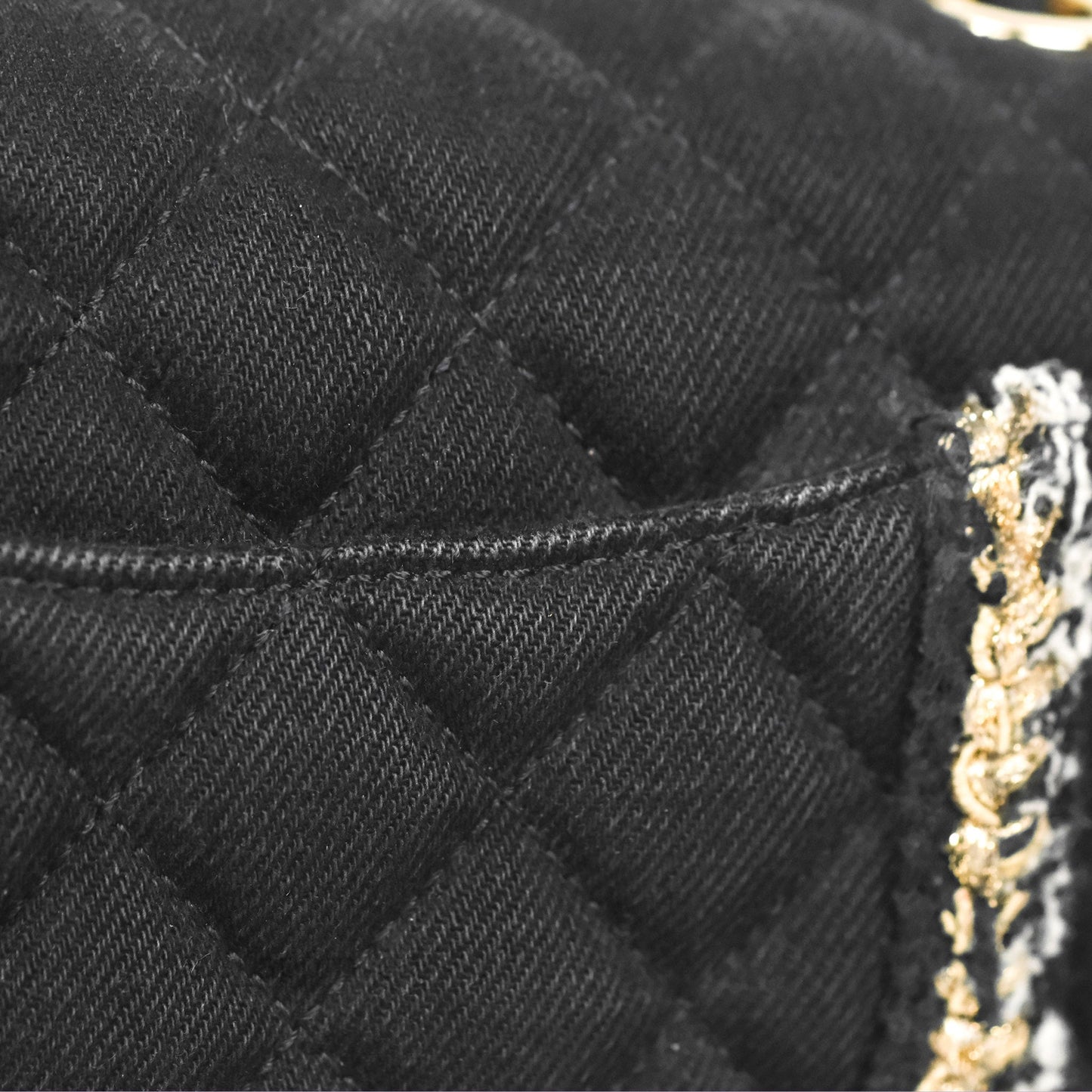 Chanel Mini Rectangular Flap Bag Black Denim Braided Gold Hardware 18A