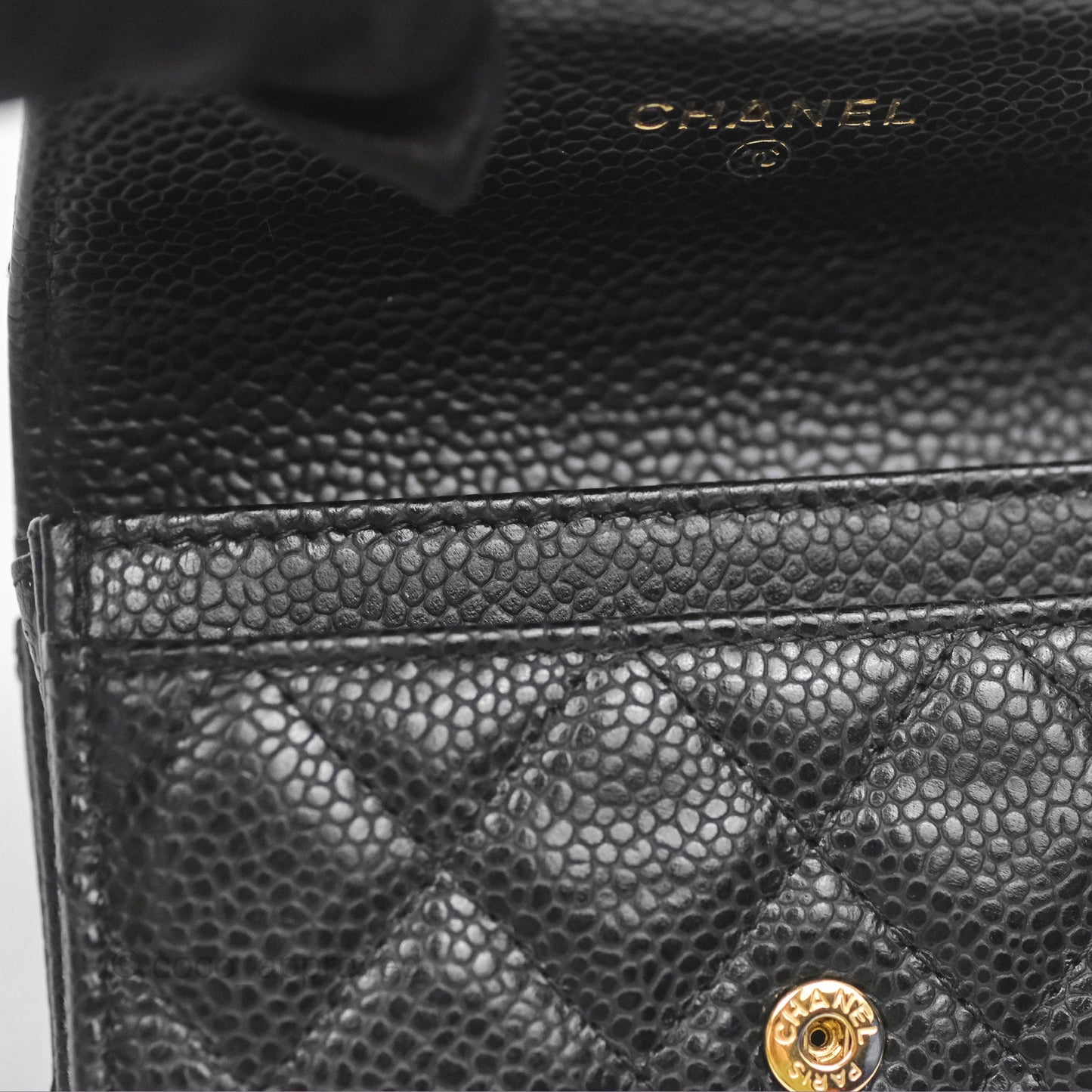 Chanel Quilted Flap Card Holder Black Caviar Gold Hardware