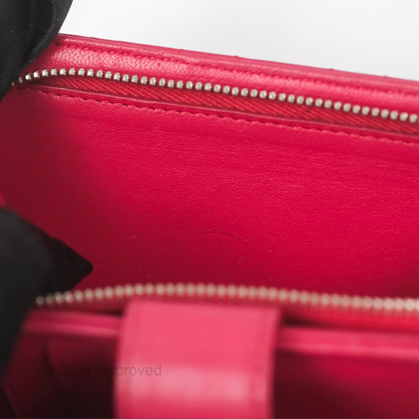 Chanel Quilted Classic French Wallet Lambskin Red Silver Hardware