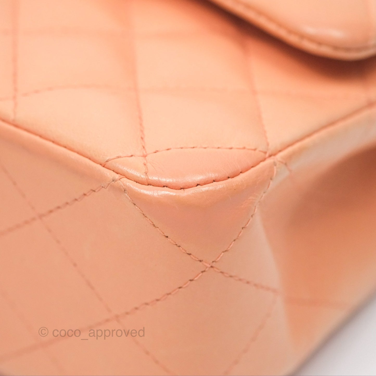 Chanel Classic M/L Medium Flap Quilted Peach Lambskin Gold Hardware