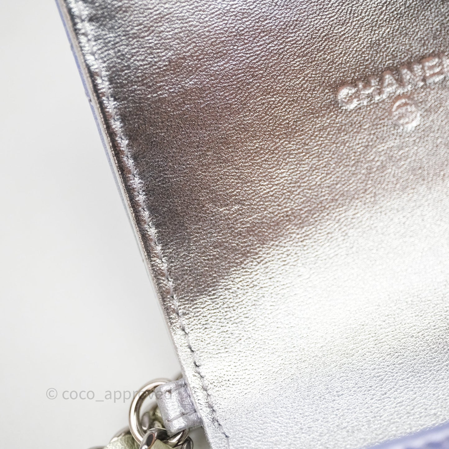 Chanel Classic Quilted Metallic Rainbow Lambskin Phone Holder Rainbow Hardware