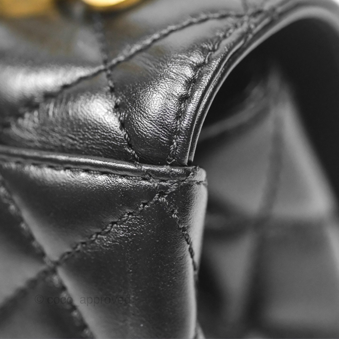Chanel Small Coco Handle Quilted Black Calfskin Aged Gold Hardware