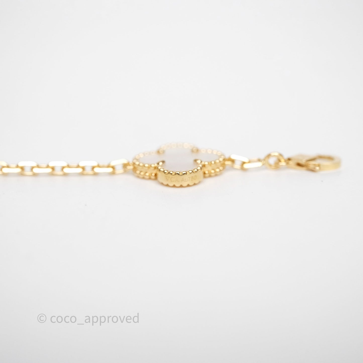 Van Cleef & Arpels Vintage Alhambra 5 Motifs White Yellow Gold Bracelet