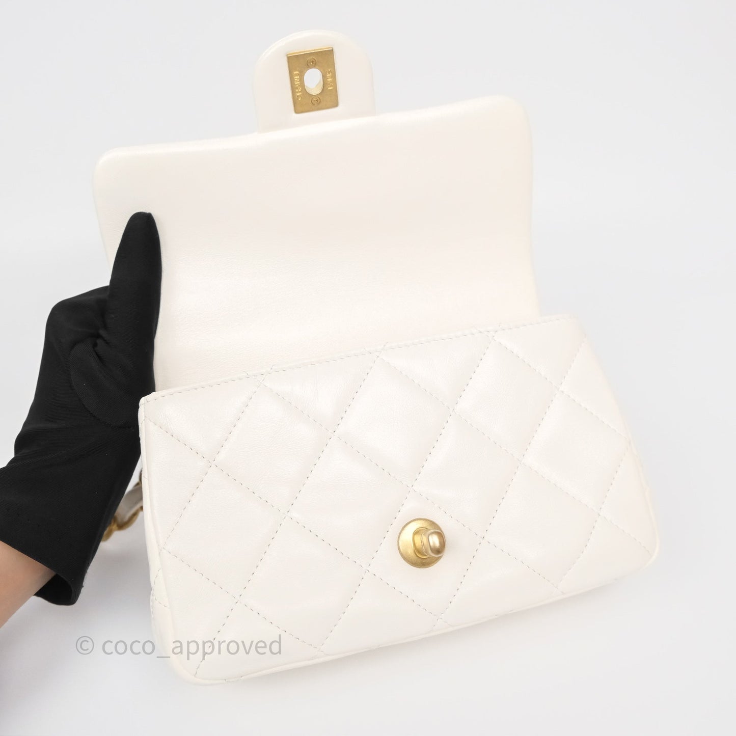 Chanel Small Fancy Jewel Flap White Shiny Lambskin Aged Gold Hardware 23S