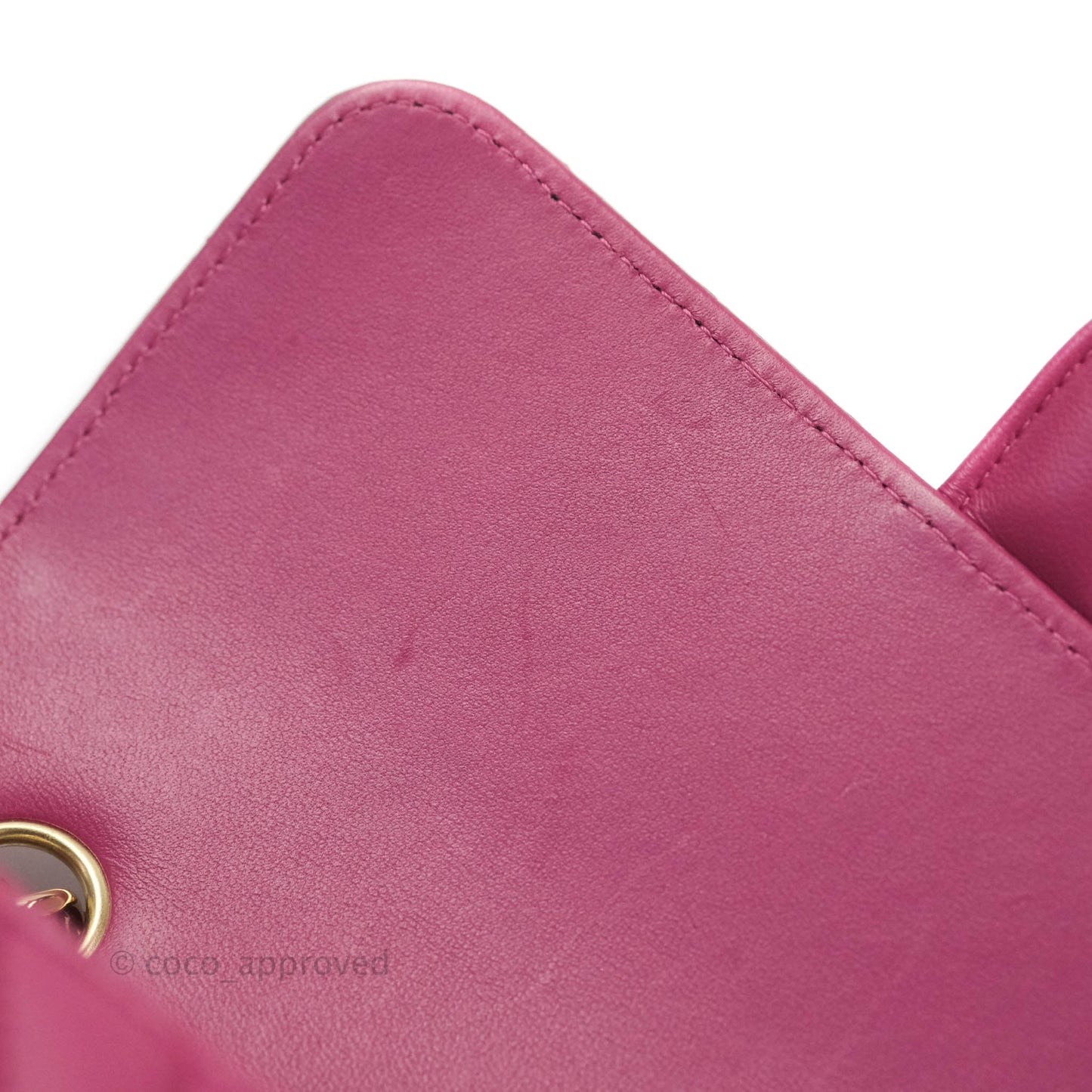 Chanel Chevron Mini Rectangular Lambskin Flap Dark Pink Gold Hardware