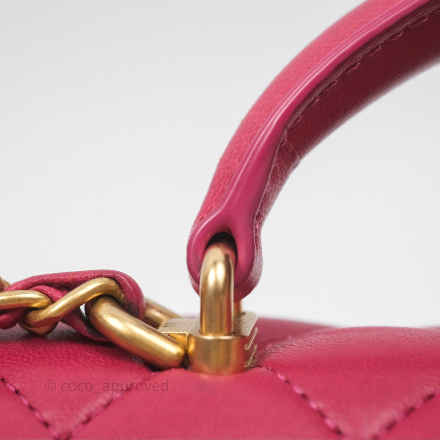 Chanel Top Handle Mini Rectangular Flap Red Lambskin Aged Gold Hardware