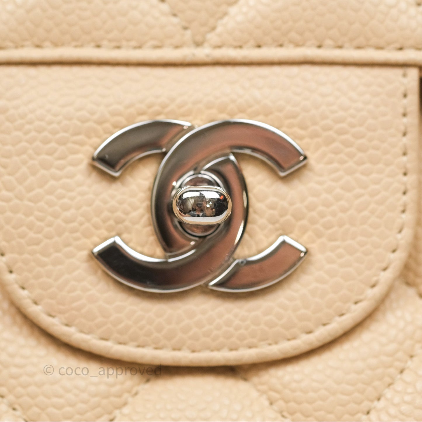 Chanel Jumbo Single Flap Beige Caviar Silver Hardware