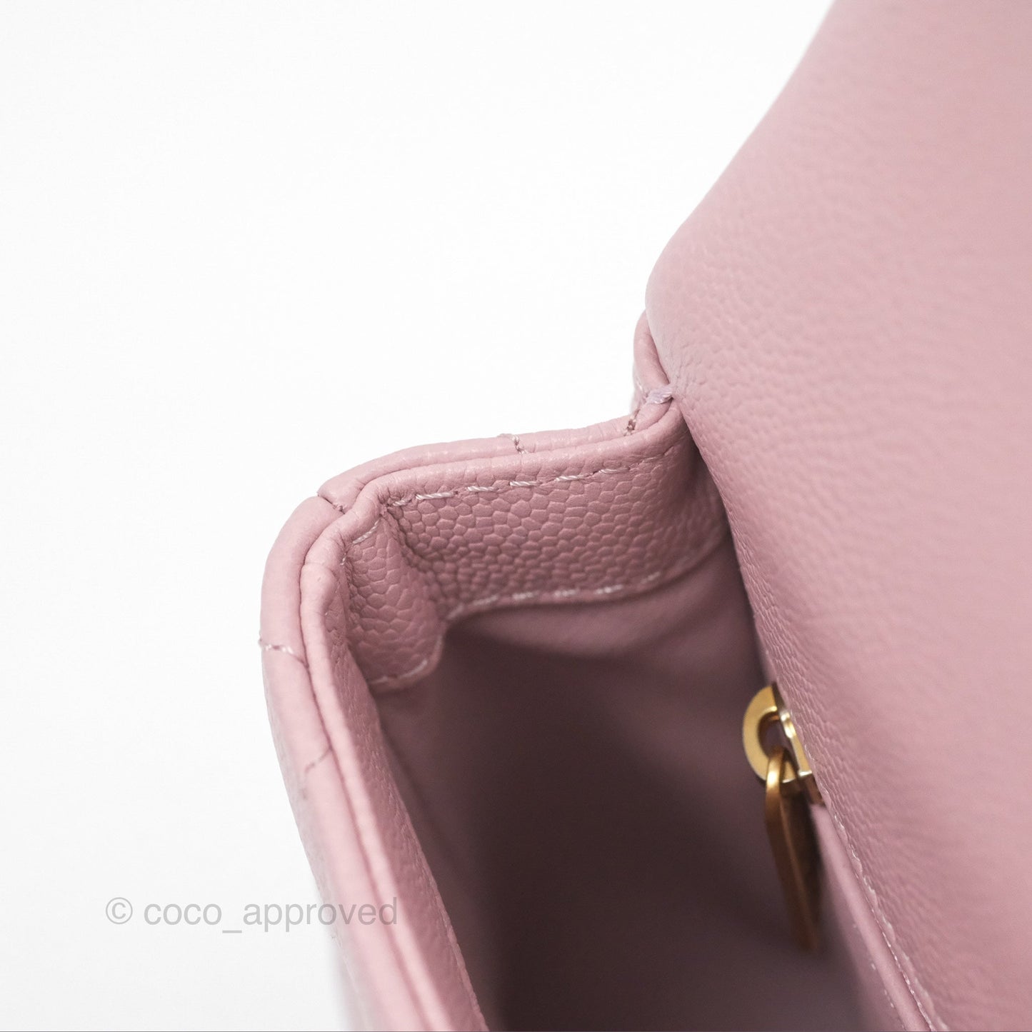 Chanel Mini Flap Bag Heart Adjustable Chain Dusty Pink Caviar Aged Gold Hardware