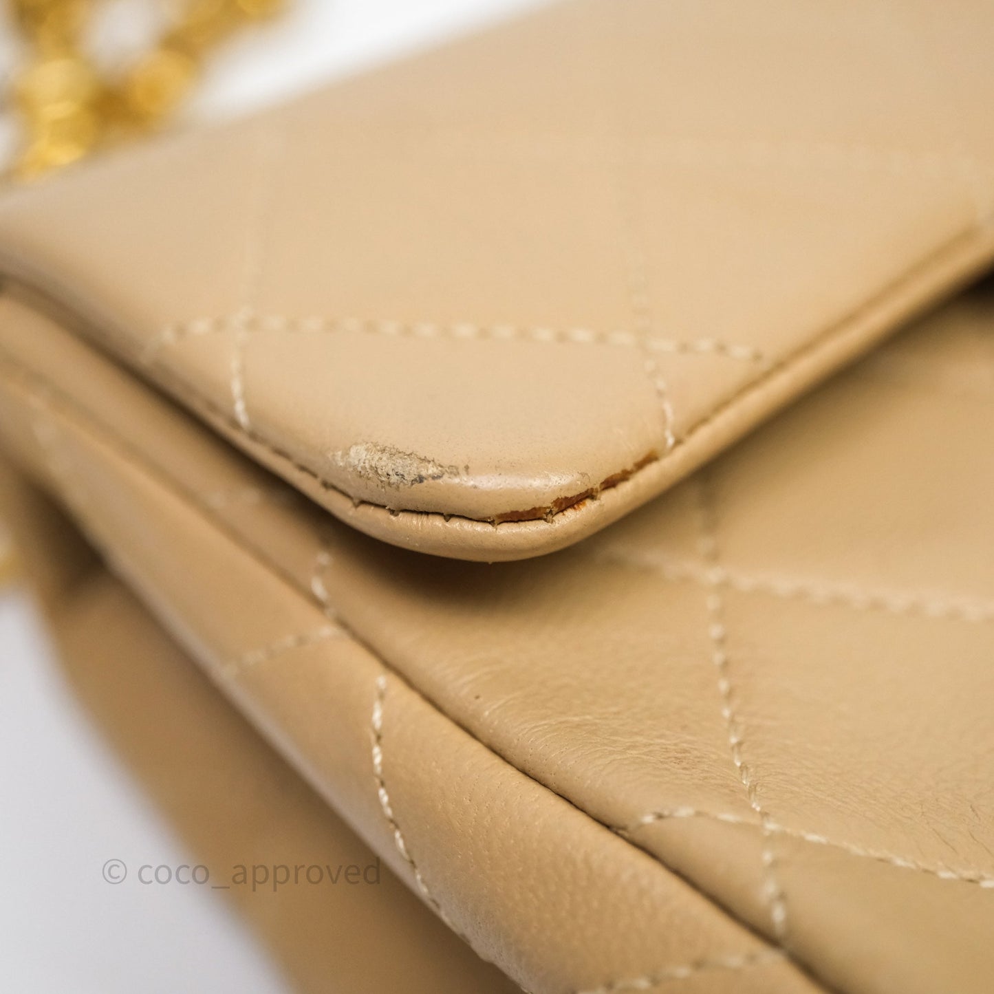 Chanel Vintage Mini Flap Bag Beige Lambskin Gold Hardware
