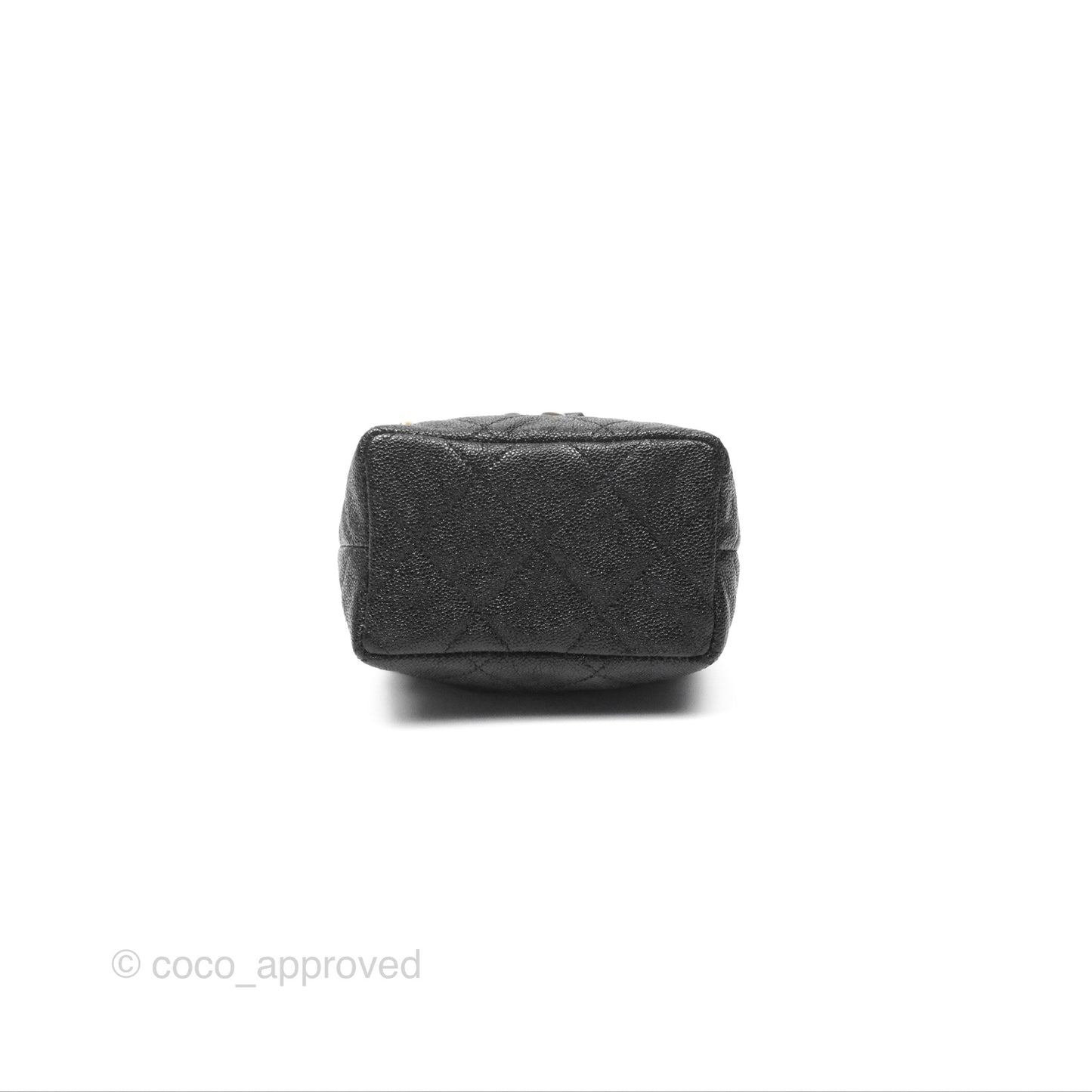 Chanel Quilted Mini Top Handle Vanity With Chain Black Caviar Aged Gold Hardware