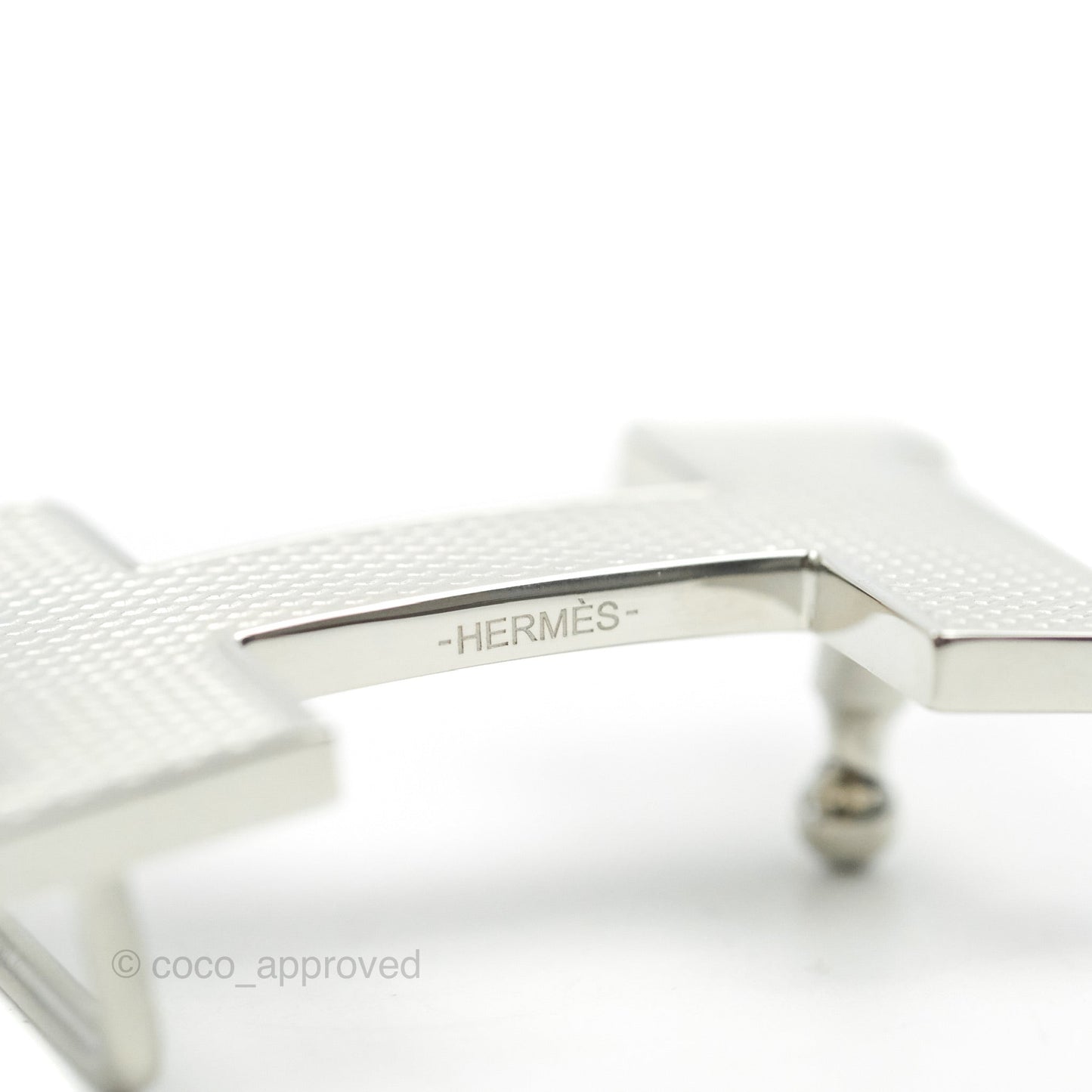 Hermès Guillochee H Silver Belt Buckle & Reversible Sky Blue Epsom & Swift