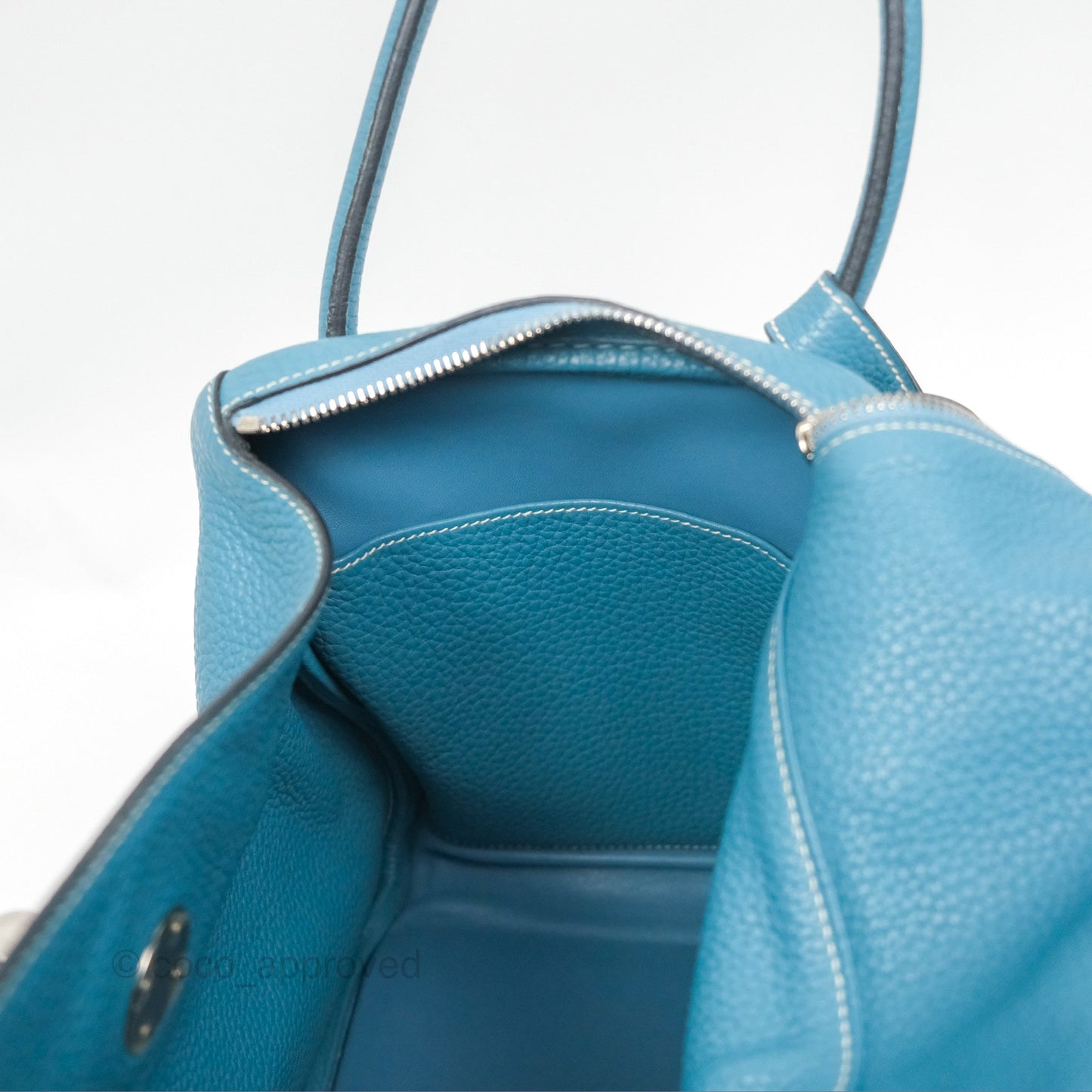 Hermès Lindy 34 Blue Jean Clemence Palladium Hardware