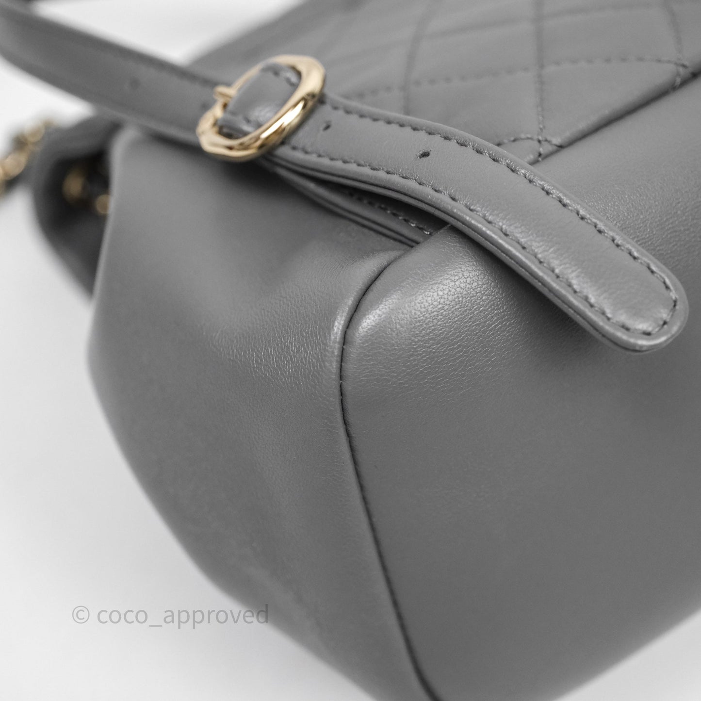Chanel Small Duma Drawstring Backpack Grey Lambskin Gold Hardware