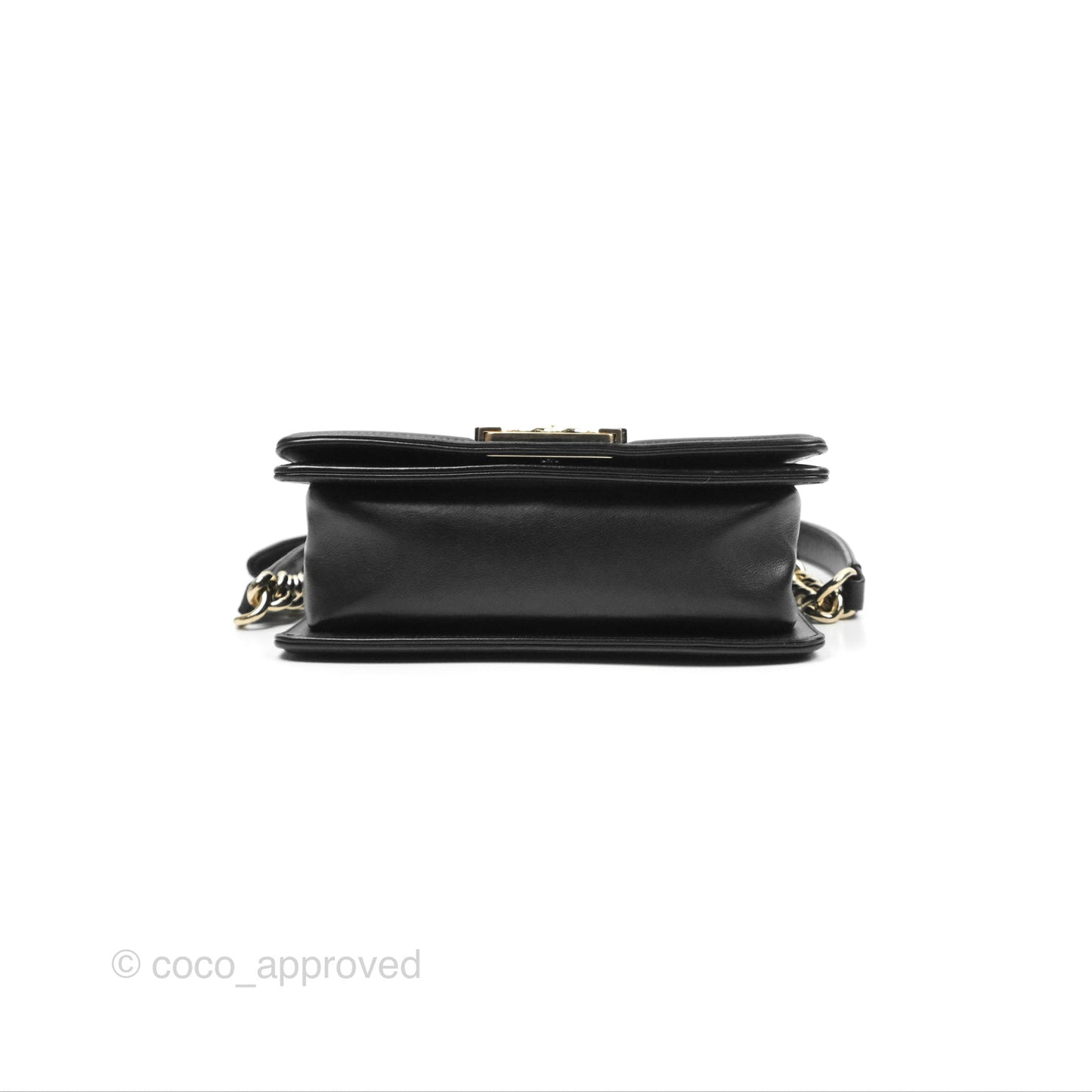 Chanel Chevron Small Boy Black Calfskin Gold Hardware