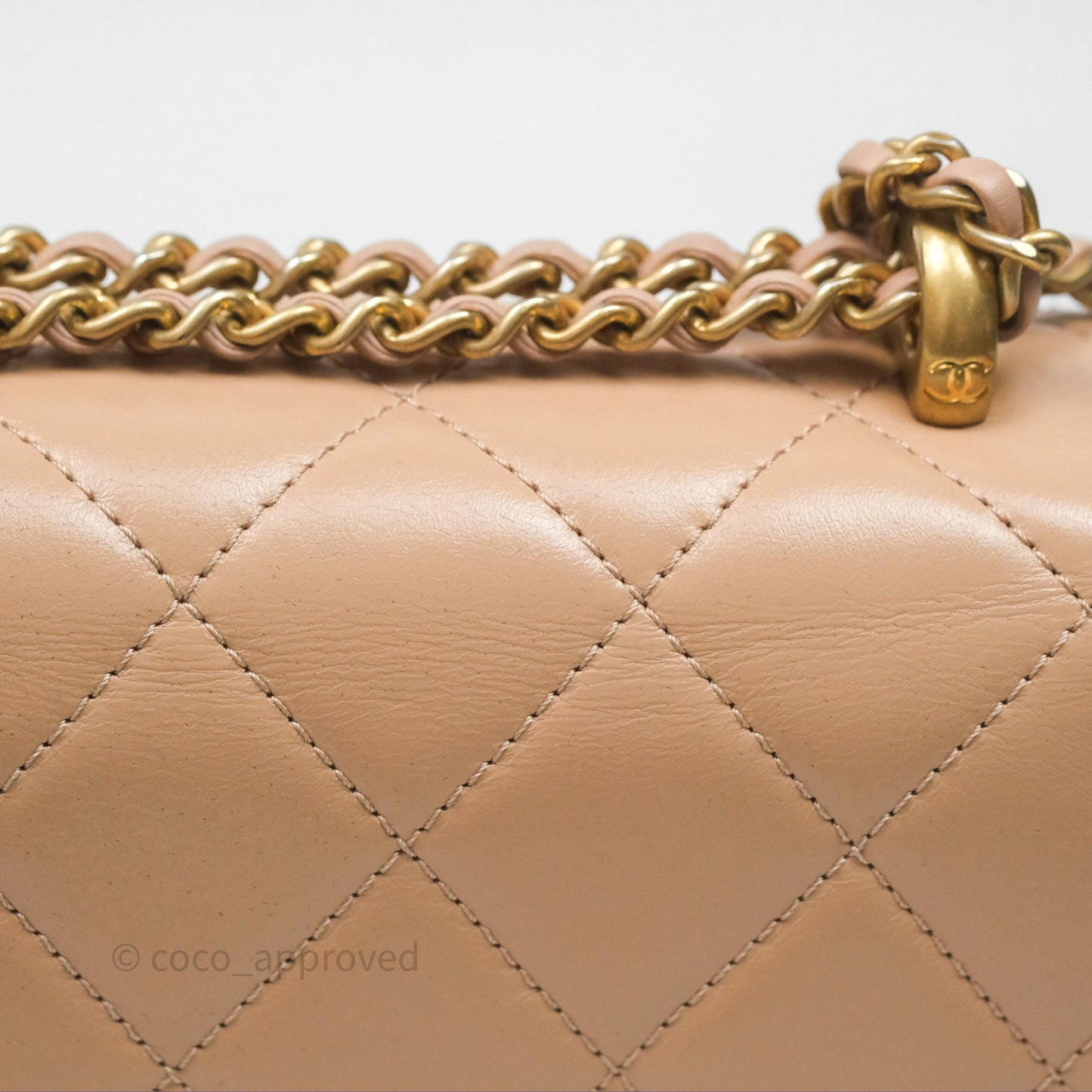Chanel Quilted Mini Perfect Fit Adjustable Beige Calfskin Gold Hardware