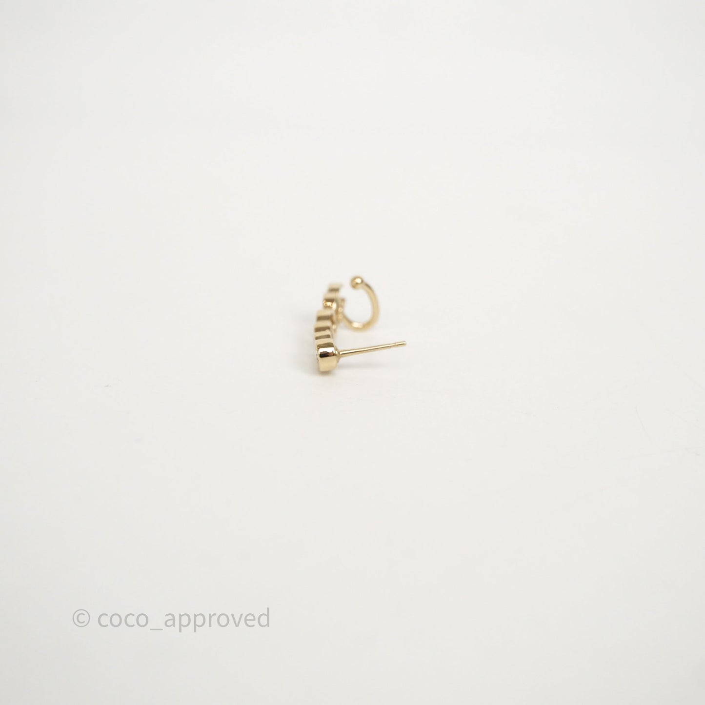 Chanel CC Coco Crystal Earrings Ear Cuff Gold Tone 22P