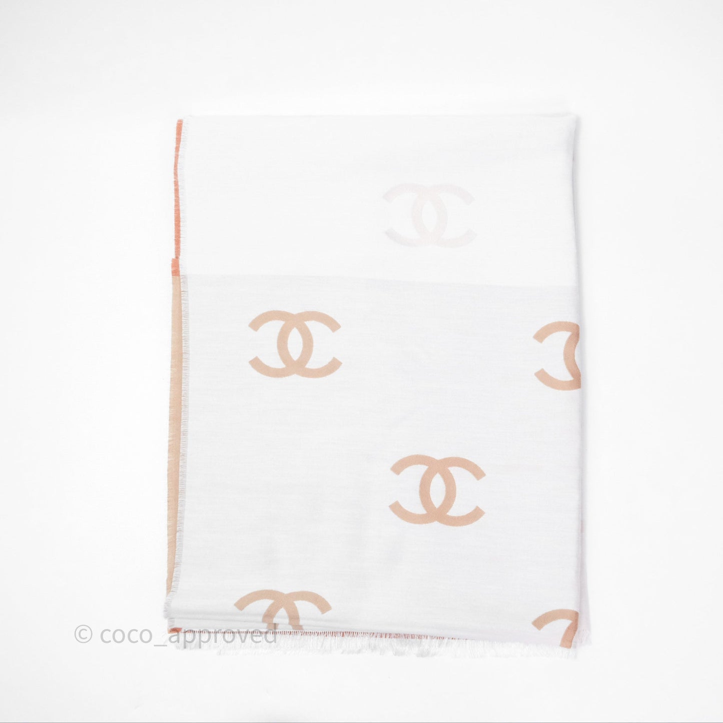 Chanel CC Logo Scarf Wool Coral 25C