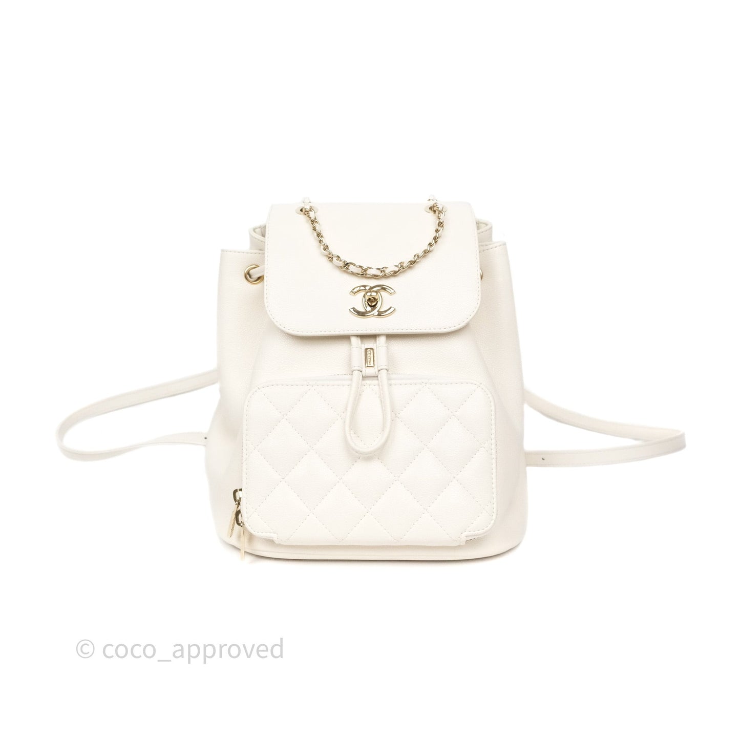 Chanel Quilted Business Affinity Backpack Ivory White Caviar Gold Hardware
