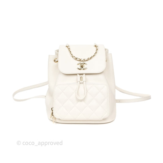 Chanel Quilted Business Affinity Backpack Ivory White Caviar Gold Hardware