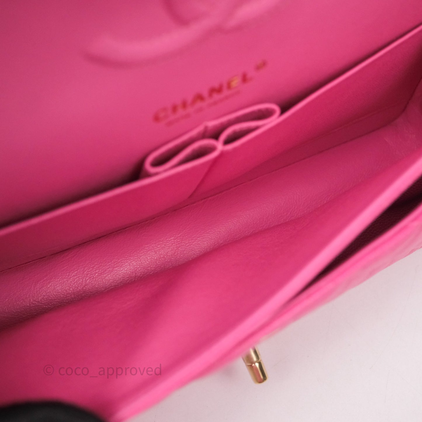 Chanel Classic M/L Medium Flap Quilted Hot Pink Caviar Gold Hardware